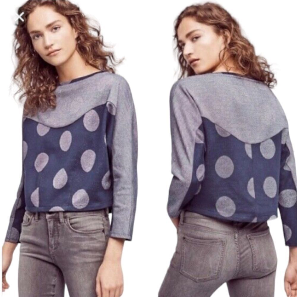 Anthropologie postage stamp brand metallic polka dot crop top-small